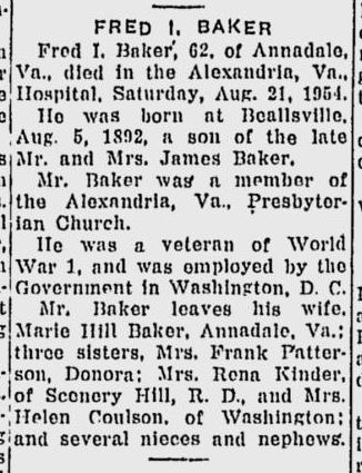 Fred Irwin Baker obit